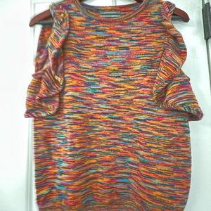 Anthropologie Top Sleeveless with Ruffle flutter at arm area sweater Siz…